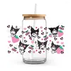 Autocollants de fenêtre mignon Kawaii Kitty chat rose 16oz tasse UV DTF Wrap autocollants de transfert auto-adhésifs impression personnalisée