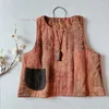 Ubranie etniczne 2024 Chińskie vintage topy Hanfu Tradycyjne bawełniane kamizelki lniane narodowe kwiat pirnt kurtka bez rękawów bawełna