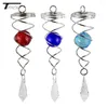 Decorative Figurines Wind Spinner Chimes Crystal Glass Ball Pendant Rotating Spiral Tail Pendulum Garden Nursery Window Hanging XMS Tree