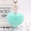 Keychains Soft Rabbit Fur Love Zircon Ball Charm Key Chain Jewelry For Women Colorful Ring Accessories Bags Girls