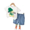 Conjuntos de roupas de bebê designers roupas de verão crianças conjunto topos dos desenhos animados camiseta shorts 2 pçs/set esporte CYG24020105-6