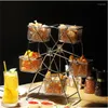 Plattor roterbara snacks rack nuggets korg mat display stand big wheel cupcake för fest bröllop dekor födelsedag kakor