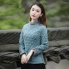 Ethnic Clothing 2024 Tang Suit Chinese Style Cotton-padded Jacket Autumn Winter Cheongsam Type Blouse Female Thicked Warm Top W88