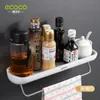 ECOCO Bathroom Shelves Organizer Wall Mount Home Towel shelf Shampoo Rack With Towel Bar Storage Rack Bathroom Accessories 240118