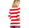 Rood Wit Gestreept T-shirt voor Vrouwen Ronde Hals Lange Mouw Tees voor Vrouwen Kleurrijke Strepen Zomer Casual Herfst 240118