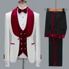 Kurtka kwiatowa mężczyzn Suit Slim Fit Wedding Tuxedo granatowe aksamitne lapy groom garnitury kostium Homme Man Blazer 240127