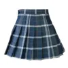 Feminino casual xadrez saia meninas cintura alta plissado a linha moda uniforme saia com shorts internos 240131