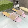 Slides de designer feminino sandália de slide em malha de cristal de cristal preto desenhos de casas de salto médio