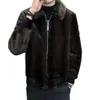 Vintertrenden Mens Lapel Faux Mink Pälsjacka förtjockad Middle Designer Aged Casual Warm Top 4Scx