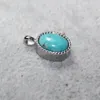 Klusterringar 925 Sterling Silver Akac Natural Original Turquoise Pendant Stone Size Ca6 8mm Skicka slumpmässigt