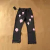 Дизайнерские мужские и женские хромированные фиолетовые джинсы, модные брюки с сердечками, повседневная уличная одежда с крестом 52