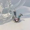 Bagues de cluster Corée Oreille Fille Femmes Lapin Zircon Bijoux Ouverture Pour Petite Amie Doux Cool Vent Cadeaux