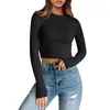 Blouses Femmes Femmes À Manches Longues Crop Tops Basic Slim Chemises Ajustées Forte Porter Des Sueurs De Corps E BuCostume Top Camisole Pour Les Femmes