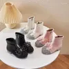 Boots Autumn Winter Children Fashion Ankel för flickor Roman Plus Velvet Leather Shoes Warm Cotton Snow 2024