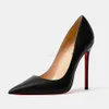 Sandales de marque de créateurs femmes chaussures à talons hauts rouge brillant bas classiques pompes 8 cm 10 cm 12 cm super talons nu noir cuir verni dames chaussures de mariage de luxe taille 35-43