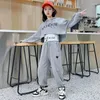 Clothing Sets Girls Casaul Fashion Korean Style Tracksuit Kids 3pcs Vest Hoodie Pants Sport Suits Teenage 5-14 Years