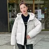 レディーストレンチコート韓国スタイルジャケット女性2024年秋のフード付きファッションジャケット冬の女性パフ綿パッド付きレディースコート