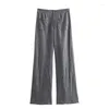 Женские брюки TRAF, льняные брюки, женская осень 2024, винтажный широкий комплект с высокой талией, женская одежда, свободные брюки, шикарные повседневные женские брюки с карманами