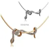 Chokers Nova Liga Retro Cristal Feminino Clavícula Cadeia Cobra Em Forma Pingente Colar YQ240201