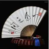 Figurines décoratives pliant ventilateur de riz papier bambou ventilatore calligraphie peint à la main