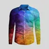 Mäns casual skjortor enkel skjorta färgglada tryck långärmad mode gata män kläder lösa överdimensionerade toppar hög kvalitet