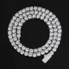 Collier en Zircon pour hommes, vente en gros, tendance, boucle de printemps, simple rangée de diamants, Hip Hop, bijoux