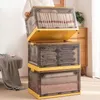 1pc Foldable Storage Trunk Open Box Transparent Home Wardrobe Clothes Organizer Large Capacity Clear Plastic 240127