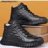 Roller Schoenen Winter Warmte Sneeuw Mannen Schoenen Outdoor Echt Leer Heren Casual Sneakers Hoge Top Kant Wol Pluche Korte Mannen laarzen Mode Q240201