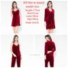 Vrouwen Winter Goud Fluwelen Pyjama Sets Plus Size Sexy Kimone Slaap Tops Mode Fluwelen 4 Stuks Warme Winter Pyjama Sets vrouwen 240126