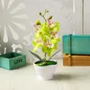 Decorative Flowers 5 Head Butterfly Orchid Potted Set Artificial Flower Bonsai Home Garden Weeding Chritmas Decoration Year Decor