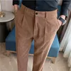 Abiti da uomo Pantaloni da uomo in velluto a coste a righe elastici in vita di alta qualità Pantaloni da uomo casual da lavoro caldi addensati Pantaloni sociali da ufficio