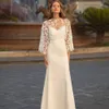 Vestidos de casamento sereia com alça espaguete, jaqueta, renda, apliques, envoltório, vestido de noiva, cetim, trem de varredura, civil, robe de mariee