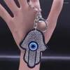 Keychains Evil Eyes Hamsa Hand Keychain Key Bling Crystal Alloy Ring For Friend Blue Eye Bag Car Accessories Jewelry Gift KXH142S0