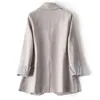 レディースロングスリーブスプリングカジュアルブレザーファッションビジネス格子縞のスーツ女性ワークオフィスジャケットコートS-6XL 240201