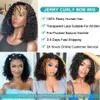 Peruki ludzkie włosy Jerry Curly Lace Front Peruka 13x4 Transparent dla kobiet 4x4 Zamknięcie Krótki Bob 814 cala 240130