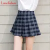 Jupes Harajuku une ligne Plaid Mini jupe femmes école fille taille haute plissée marin jupe dames coréen Kawaii 2020 Miniskirt Skort YQ240201