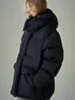 Kvinnors dike rockar koreansk designer tjock varm vit anka ner lång nack huva jacka 2024 vinter damer rosa modekroper.