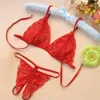 Bras Sexy Lace Lingerie Set Women See Through Exotic Open Crotch Transparent Underwear G-string Bandage Bikini Three-point