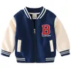 Automne hiver garçons veste à glissière enfants polaire vêtements d'extérieur bébé broderie lettres uniforme de baseball enfants col en v haut décontracté 240127