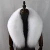 Lenços Natural Real Fox Fur Collar para Mulheres e Homens Casaco Jaqueta Extra Grande Tamanho Pescoço Quente Lenço Xales