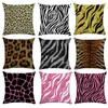 Oreiller Texture de fourrure animale couverture imprimé léopard étui en peluche oreillers lombaires pour canapé de salon