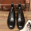 Mode cheville hommes en cuir véritable à lacets noir marron robe pour chaussure formelle bottes pointues hommes
