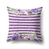 Kissen Violett Blumen Design Bezug Anpassbar Polyester Stoff Schöner Bezug Sofa Dekorativ Zuhause Schönheit Frauen Geschenk