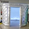 4mD (13.2ft) With blower wholesale Silver White Diamond Pattern Oval Inflatable Photo Booth PhotoBooth Tent Enclosure with Inner air blower and LED light