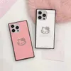 Designer Luxury Phone Case Square Glass Case Cat iPhone 15 14 13 12 11 Pro Max 14Plus 7 8 Plus XR XS XSMAX Telefonfodral