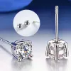 Oorbellen 100% echt 925 sterling zilver Moissanite oorbellen 2 karaat in totaal D-kleur Stud voor vrouwen Topkwaliteit sprankelende bruiloftssieraden