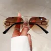 Sonnenbrille Vintage Randlos Männer Frauen Trendy Aviator Gradient Shades Sonnenbrille Mode Doppelte Brücke UV400 Brillen