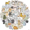 Autocollants de voiture Pack de 60 pièces en gros dessin animé chat mignon autocollant étanche pour Lage ordinateur portable planche à roulettes cahier bouteille d'eau décalcomanies enfants Otgxt