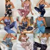 Pigiama estivo da donna a due pezzi Pigiama sexy Cami con pantaloni Pigiama da notte in raso di seta Set pigiama casual 240126