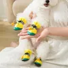Vêtements de chien 4pcs / Set Chaussures imperméables pour animaux de compagnie Chihuahua Bottes de pluie anti-dérapantes Chaussures pour chiot Crocodile Forme Chaussettes d'extérieur